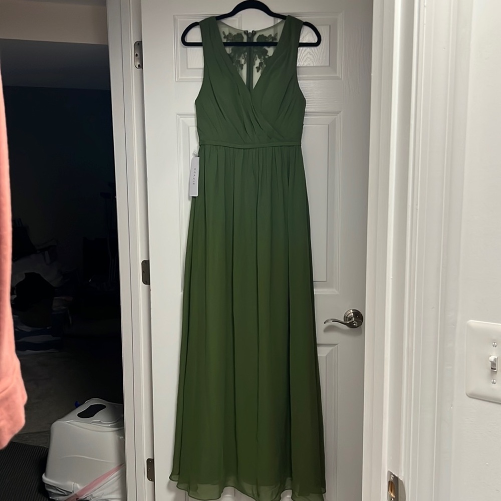 Azazie “Jessa” Lace Back Moss Dress